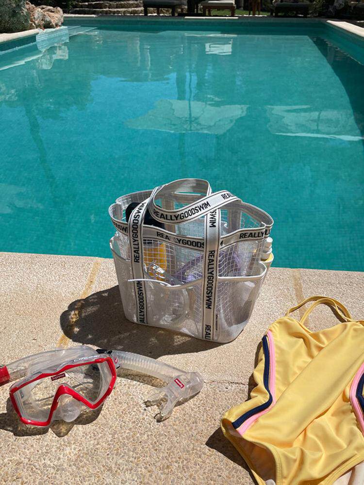 Swimming Bag with Wet and Dry Separation, Large Capacity, Waterproof, Bathing Suit Storage, Toiletry Storage, Tote Bag, Mesh Travel Beach Bag